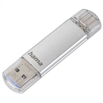 Hama Flash Pen Laeta, USB-C/USB-A 3.1, 64 GB, 40 MB/s, sidabrinis
