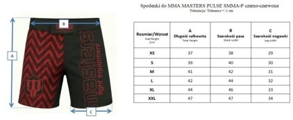 MMA šortai Masters Pulse, juodi ir raudoni