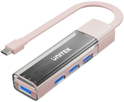 Unitek Hub dvikryptis USB C/USB A 5Gbps rožinis