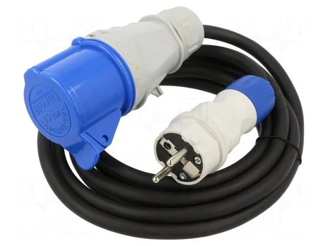 Extension lead | 3x2.5mm2 | Sockets: 1 | rubber | black | 3m | 16A | EXTREM