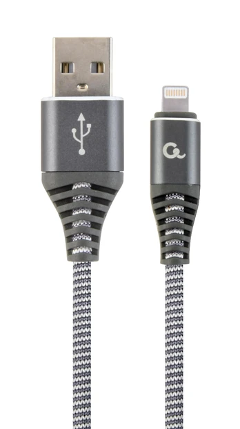 Gembird CC-USB2B-AMLM-2M-BW „Lightning“ kabelis Juoda, Balta