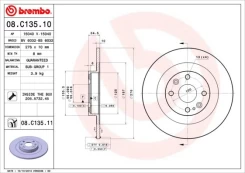 Stabdžių diskas BREMBO 08.C135.11 kaina