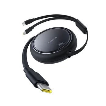 Baseus Bright Mirror Series USB-C Retractable Cable - 2 x USB-C 100W 1m - Juodas