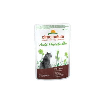 Almo Nature funkcinis ėdalas ilgaplaukėms katėms su jautiena, 6 x 70 g