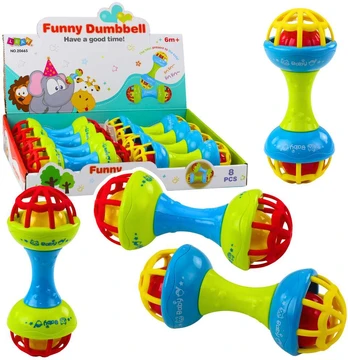 Lean Toys Rattle Teether For Babies Dumbbell Colorful