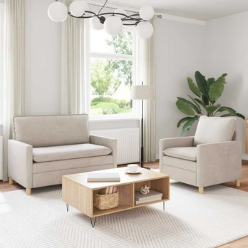 Sofa Sofos komplektas 2 pcs Kreminė Poliesteris