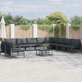 Sodo Sofų Rinkinys 11 pcs Antracito Plienas