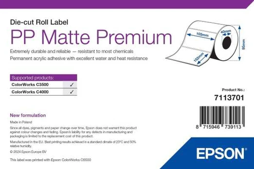 Epson PP MATTE LABEL PREMIUM DIE-CUT/ROLL 105MM X 152MM 185 LABELS