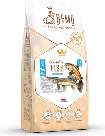Bemo Maistas sausas Sensitive žuvis - ryba medium/large 15kg