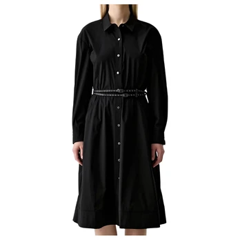 Midi suknelė moterims, Juoda, L/s roll tab bttn do