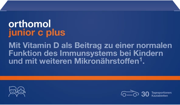 ORTHOMOL Junior C plus mandarinų skonio (30 dienos dozių)