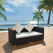 Sodo sofa, juoda, poliratanas kaina