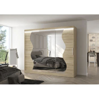 Sliding wardrobe with mirror and lighting LED SHARON 250