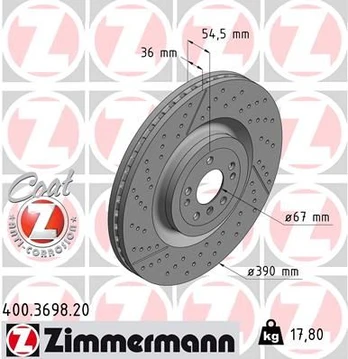Stabdžių diskas ZIMMERMANN 400.3698.20