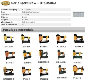 BOSTITCH SZTYFTY BT13 50mm 5000 vnt.