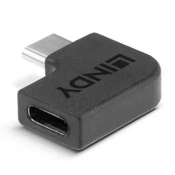 Lindy USB 3.2 Type C to C Adapter 90°, USB 3.2 Type C, USB 3.2 Type C, Black