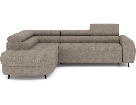Vesteria left-hand corner sofa with sleeping function and storage compartment, brown bouclé, Modern, Brown