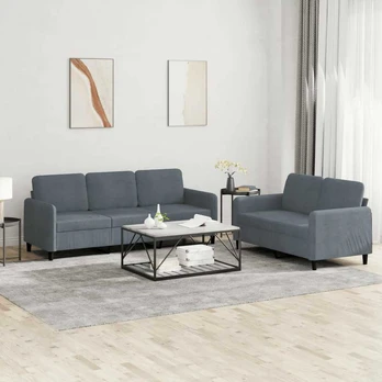 Sofa Sofos komplektas, 2 dalių, tamsiai pilkos spalvos, aksomas