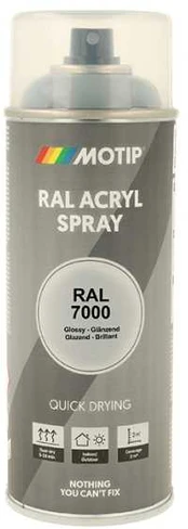 Motip Ral 7000 high gloss pilkas
