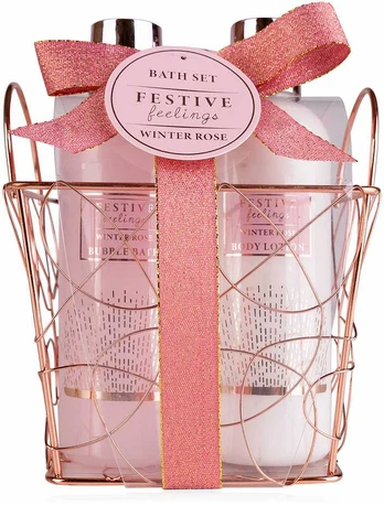 Accentra Bath set FESTIVE FEELINGS in square wire basket