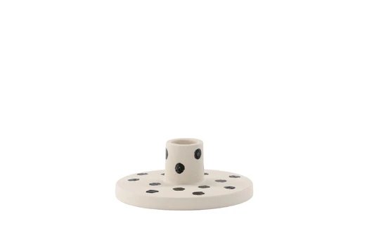 Bette Žvakidė, balta/juoda Dots - W12*H5cm