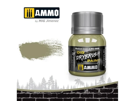 AMMO by MIG Jimenez AMMO MIG - Sendinimo priemonė DRYBRUSH Medium Žalias, 40ml, 0606