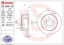 BREMBO 08.8094.30 Brake Disc kaina