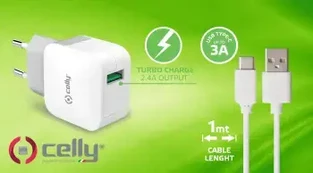 CELLY TRAVEL CHARGER TURBO+TYPE-C CABLE kaina