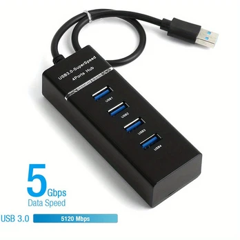 Kompaktiškas 4 prievadų USB 3.0 šakotuvas
