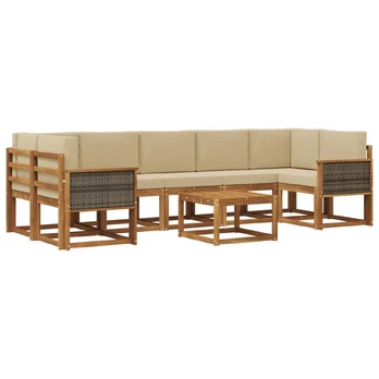 Lauko sofos komplektas su pagalve 6 pcs Natūrali