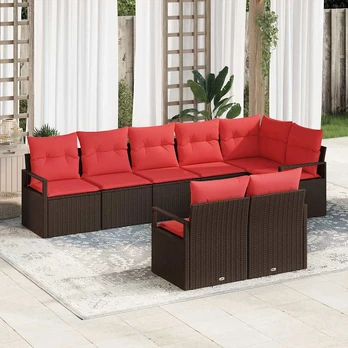 Lauko baldų komplektas Sofos komplektas 8 pcs Ruda poliratanas