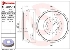 Stabdžių būgnas BREMBO 14.D637.10 kaina