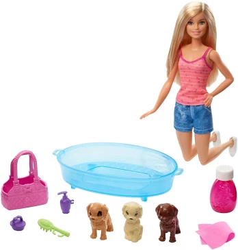 Lėlė Barbie rinkinys „Šunelių maudynės“