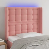 Galvūgalis su LED, rožinės spalvos, 103x16x118/128cm, aksomas kaina