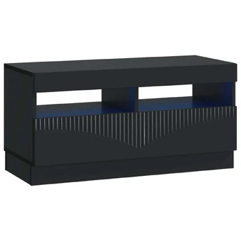 LED televizoriaus spintelė Juoda Apdirbta mediena