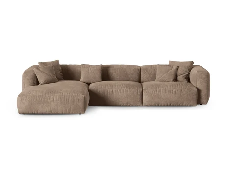 Velvet Modular Left Corner Sofa, "Martina", 3 Seats, 370x176x75, Dark Beige