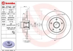 Stabdžių diskas BREMBO 08.C742.37 kaina