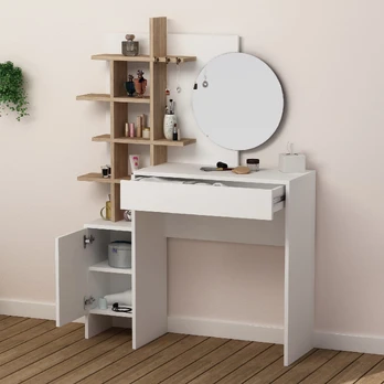 Makiažo staliukas Mup - White, Oak