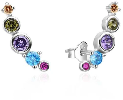 Agato Long sidabrinis earrings with colored zircons AGT-E255PC