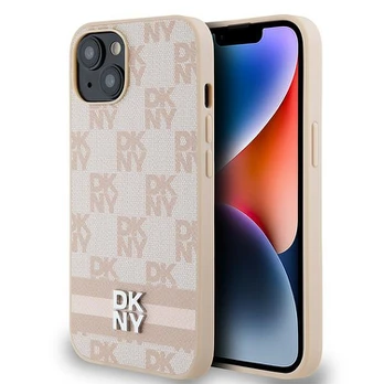 DKNY DKHCP15MPCPTSSP iPhone 15 Plus / 14 Plus 6.7" rožinis/pink hardcase Leather Checkered Mono Pattern & Printed Stripes
