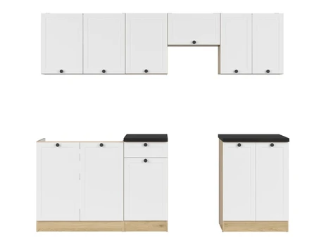 Virtuvės baldų komplektas Junona Line, baltas/juodas, 2.3 m