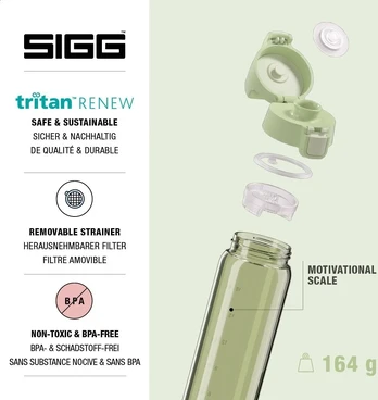 SIGG Total Color ONE gertuvė su vaisių sieteliu 0,75 l, Žalias