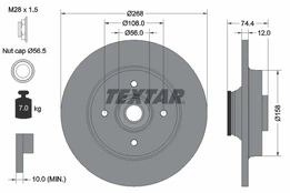 Stabdžių diskas TEXTAR 92168703 kaina