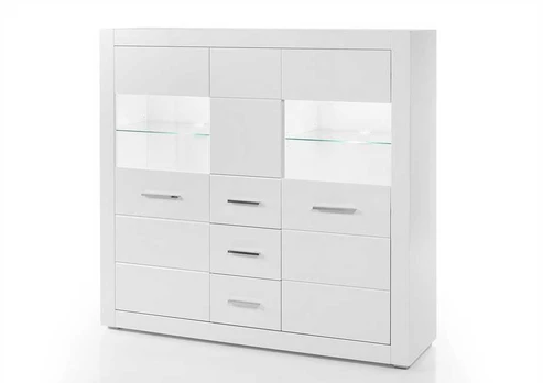 Komoda Bianco, 149 cm, baltas blizgesys