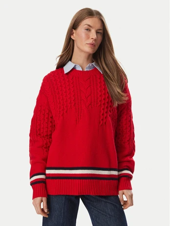 Tommy Jeans Megztinis DW0DW23353 Raudona Oversize