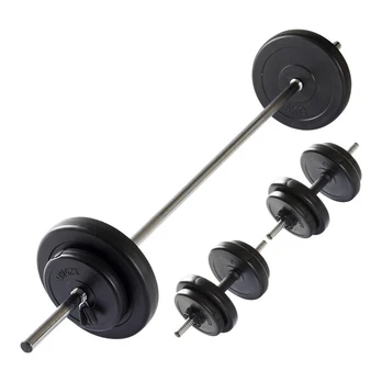 Hantelių ir štangos rinkinys, bendras svoris 30,5 kg
