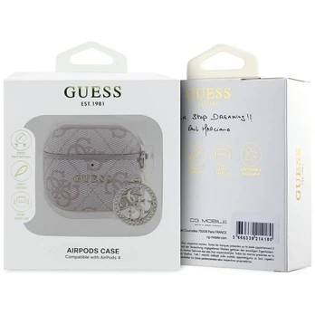 Dėklas Guess 4G Strass Charm do AirPods 4 rožinis