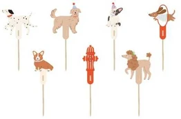 Party Deco Hunde kagepynt, 7 stk