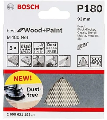 Bosch Šlifavimo tinklelis M 480 93X93mm, G180, 5 vnt.