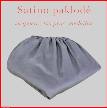 Satino paklodė su guma - 100x200+30cm.